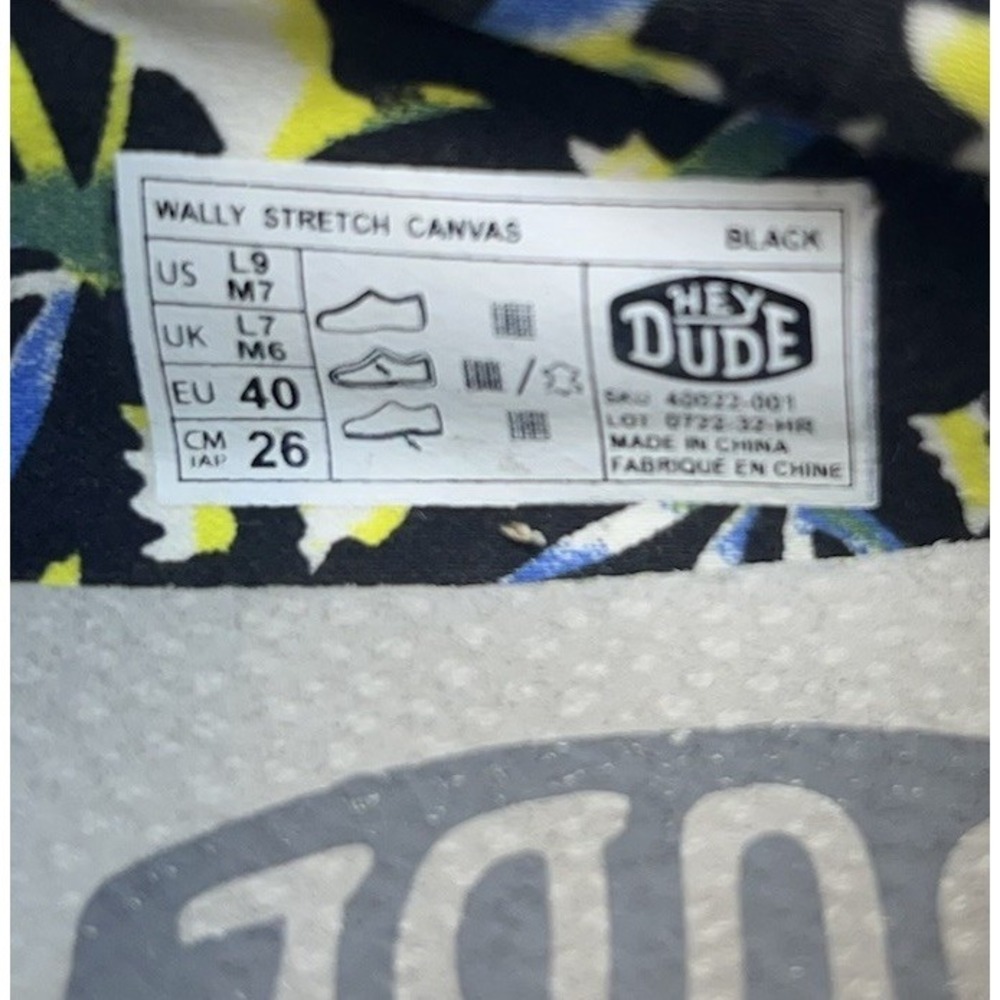 HEY DUDE Wally Stretch Canvas Slip On Shoes Casual Comfort Men's 7/W9 Black - Picture 6 of 10